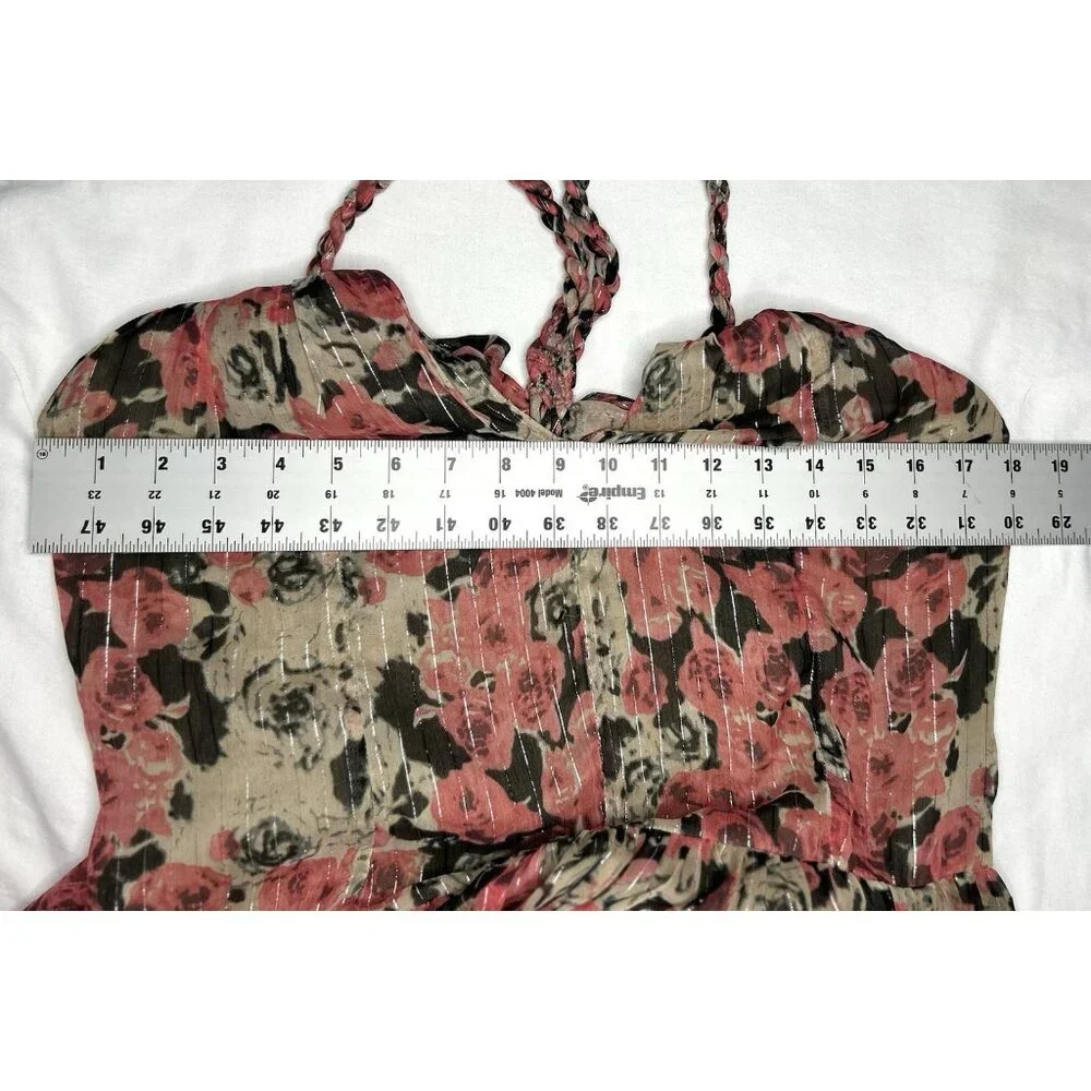 ASTR the Label Eartha Floral Tiered Maxi Dress M Multicolor Taupe Pink Beautiful - Picture 14 of 16
